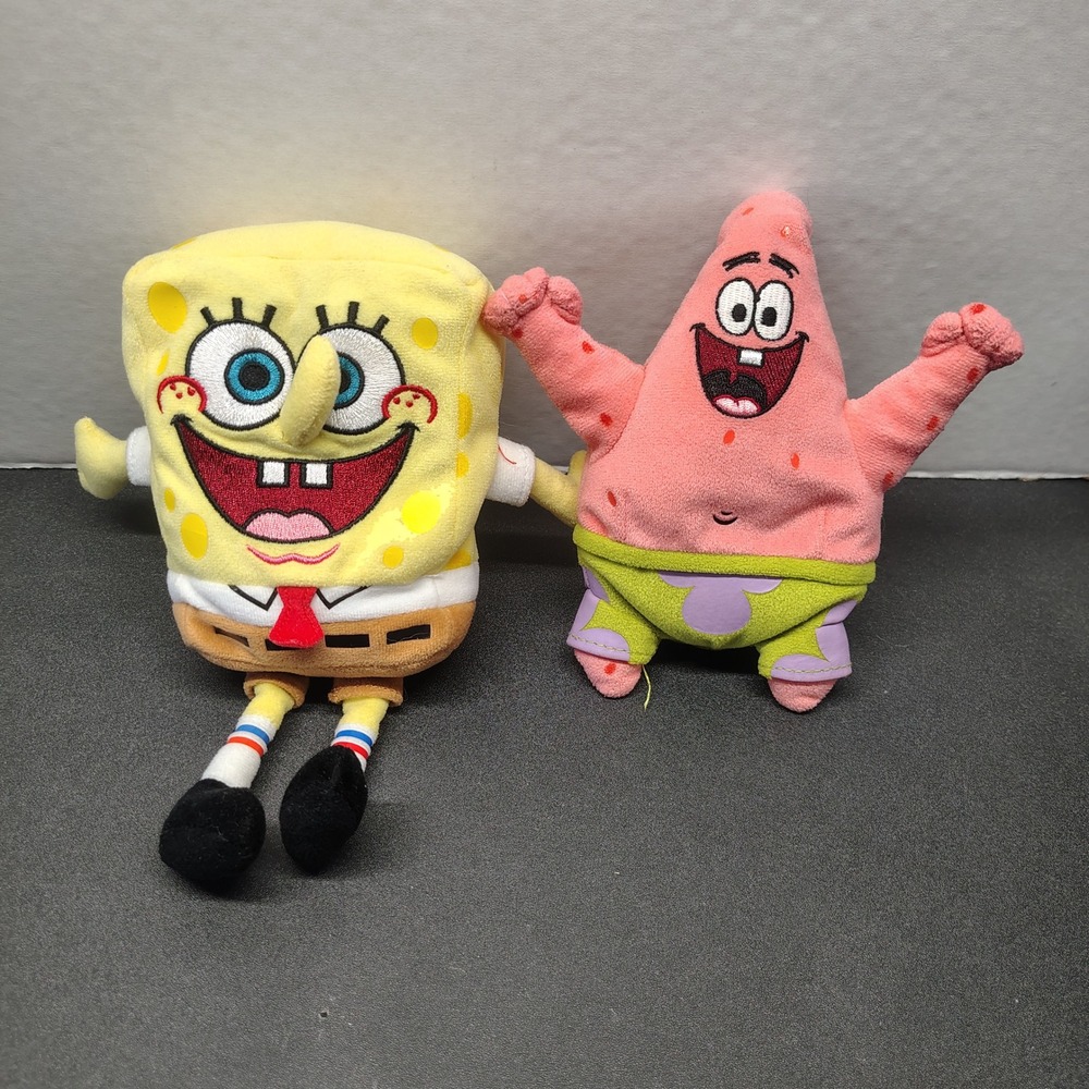 Ty Plush Toys Unisex Yellow Pink SpongeBob Patrick Beanie Babies Set